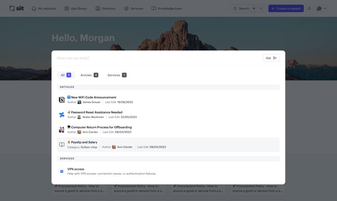 Portal search with AI