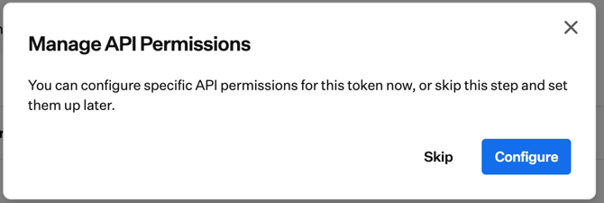 Manage API Permissions window on Iru