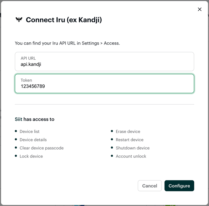 Iru integration view on Siit