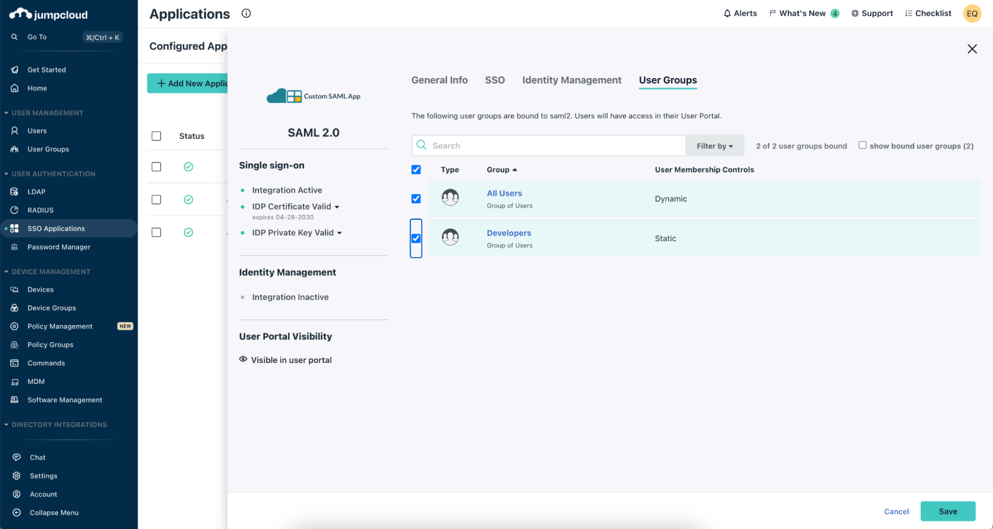 Set up SAML SSO with JumpCloud